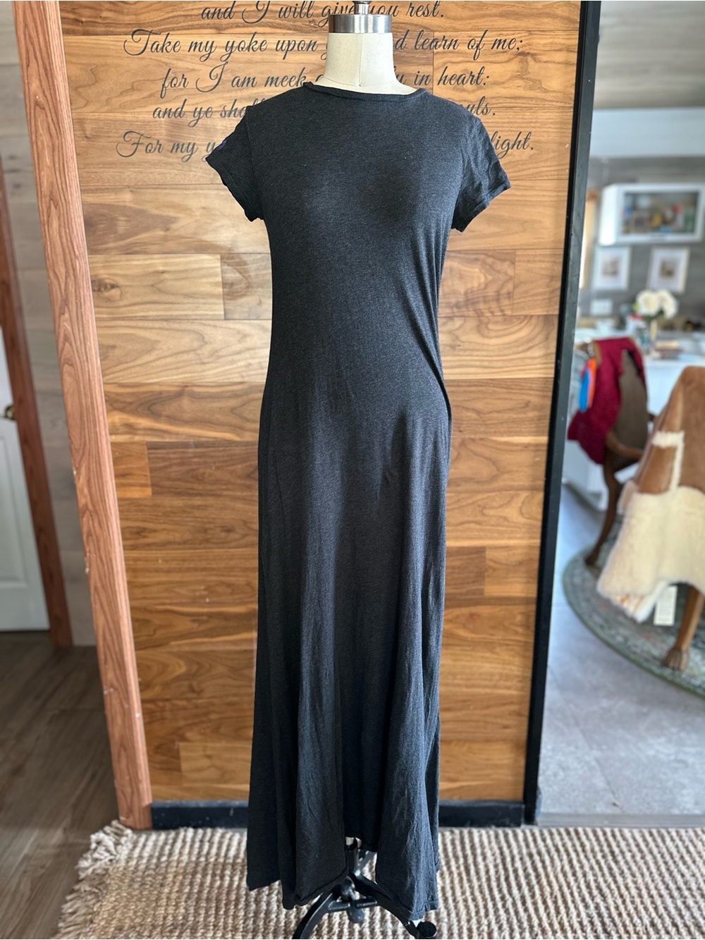 Ralph Lauren Charcoal Short-Sleeve Maxi Dress